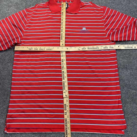 FJ Golf Polo Mens Large Striped Bardmoor Logo Golfing Shirt Spandex Foot Joy - Picture 6 of 8